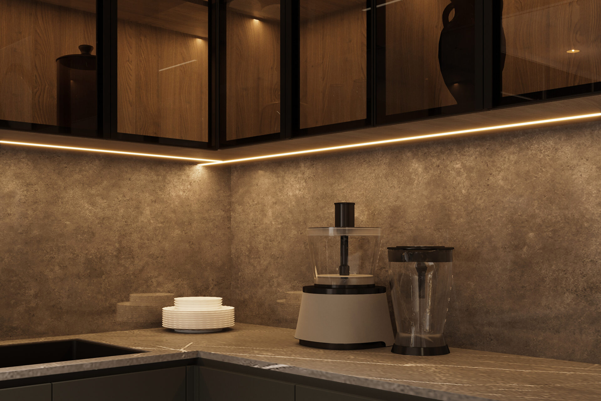 Kitchen under cabinet lighting lighting up kitchen work surface